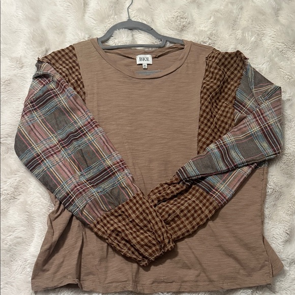 BKE Sweaters - BKE Multicolor Patchwork Long Sleeve Shirt